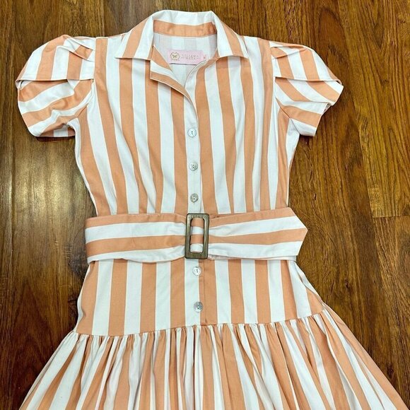 NWT Liliana Meza striped belted shirtdress midi - Picture 2 of 7